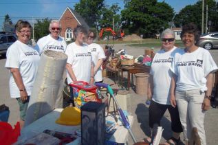 North Frontenac Food Bank volunteers, l-r, Jane Drew, Alex MacLeod, Christine Patterson, Martha MacLeod, Connie Coyle and Kim Cucoch at their first ever community garage sale fundraiser